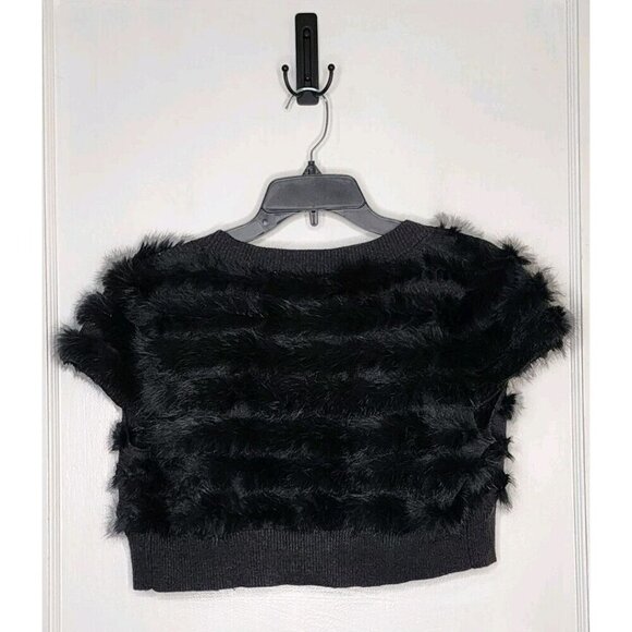 Size Medium John Paul Richard Black Rabbit Fur Open Cardigan Shrug - Picture 2 of 3
